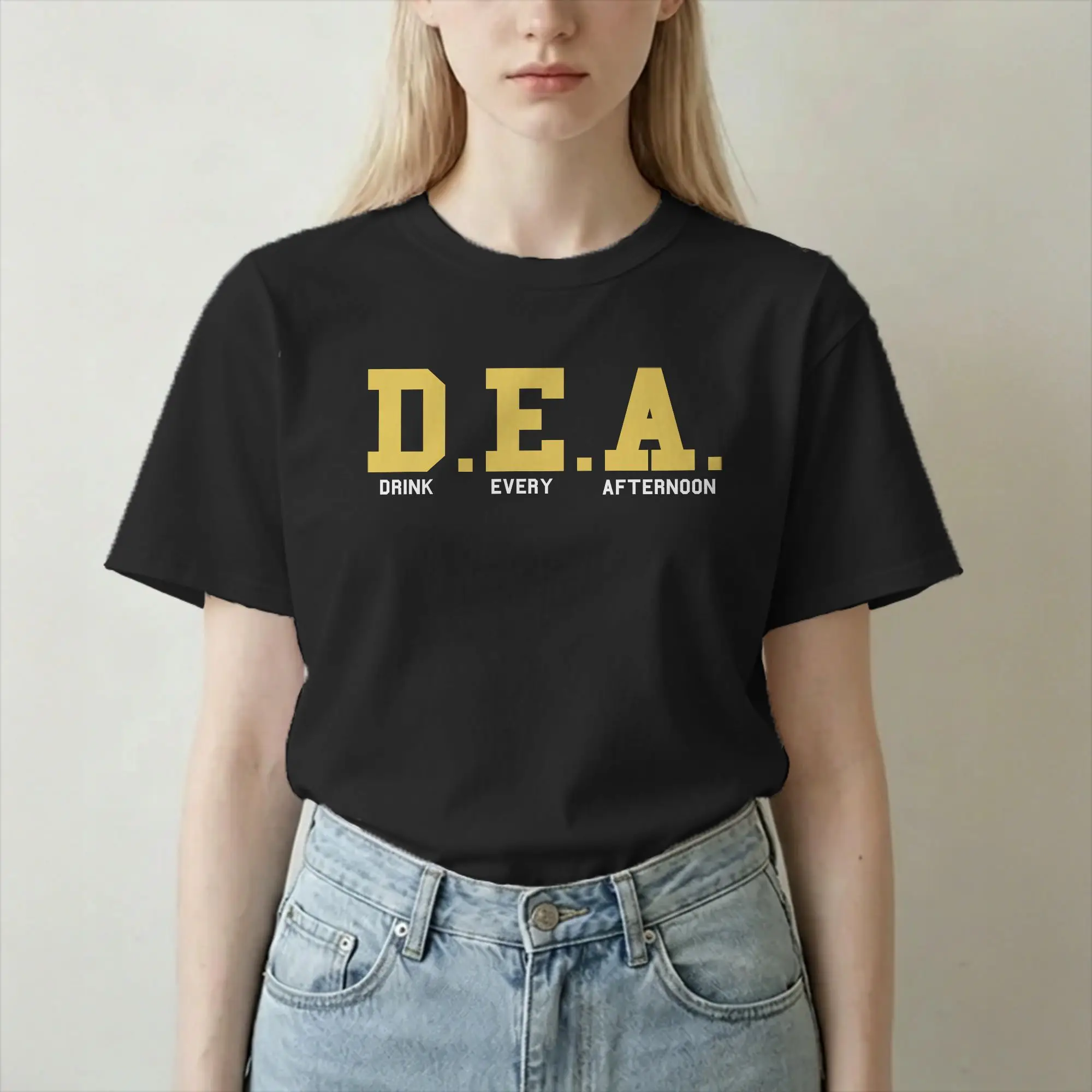 DEA Special Agent Drink Every Afternoon T-Shirt Men Women Round Collar 100% Cotton T Shirt  Short Sleeve Tee Shirt Clothing