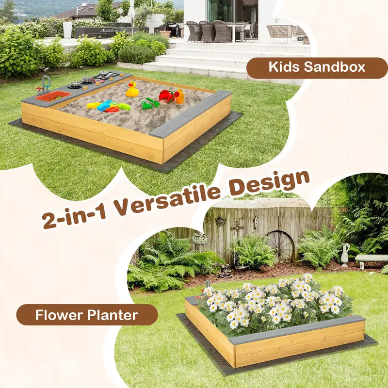 Obrázek 8: Dřevěný sandbox děti písek depo s kuchyň playset příslušenství pro 3-8 let starý