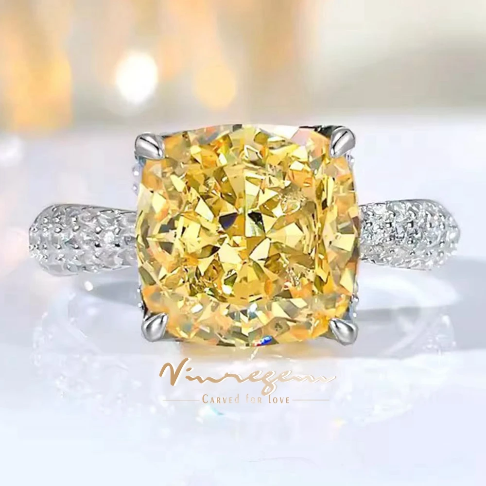 

Vinregem 9MM Crushed Ice Cut Citrine Sapphire Gemstone Women Rings 925 Sterling Silver Wedding Engagement Fine Jewelry Wholesale