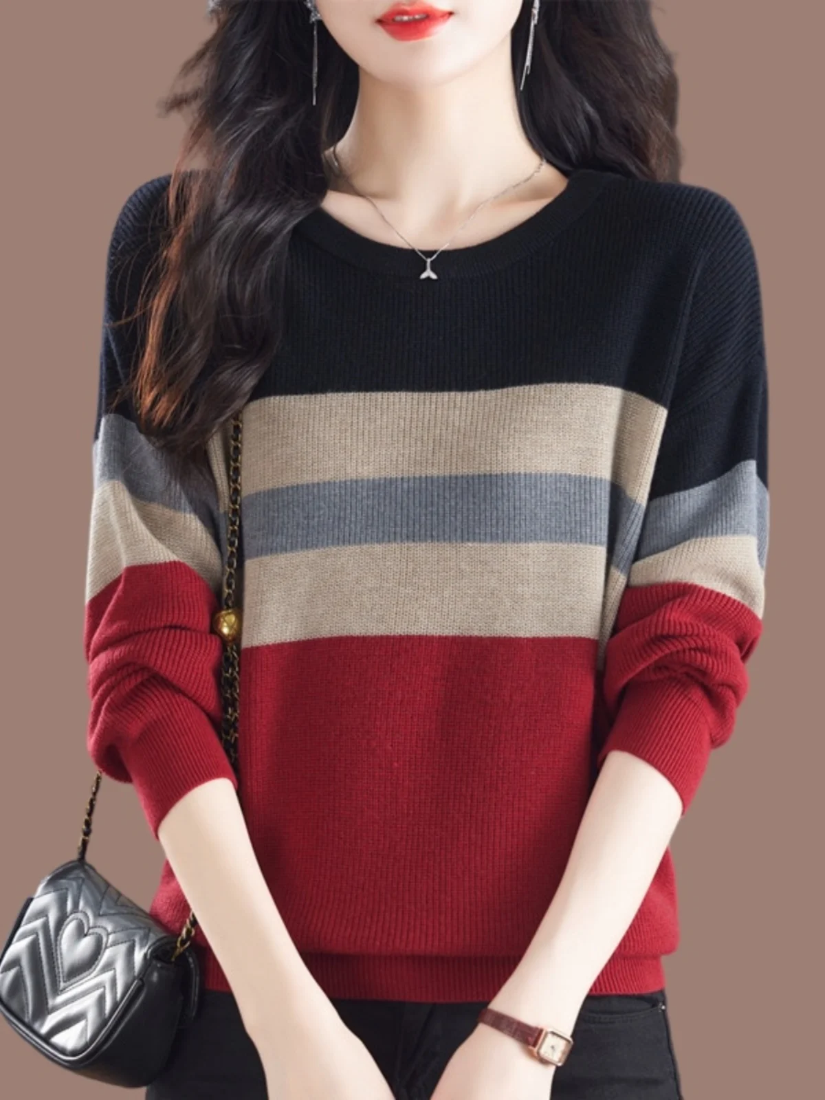 حجم كبير المرأة اللون بلو جولة Ne البلوز تريكو فضفاض التخسيس بسيط Faionable الخريف الشتاء جديد Sle الأعلى