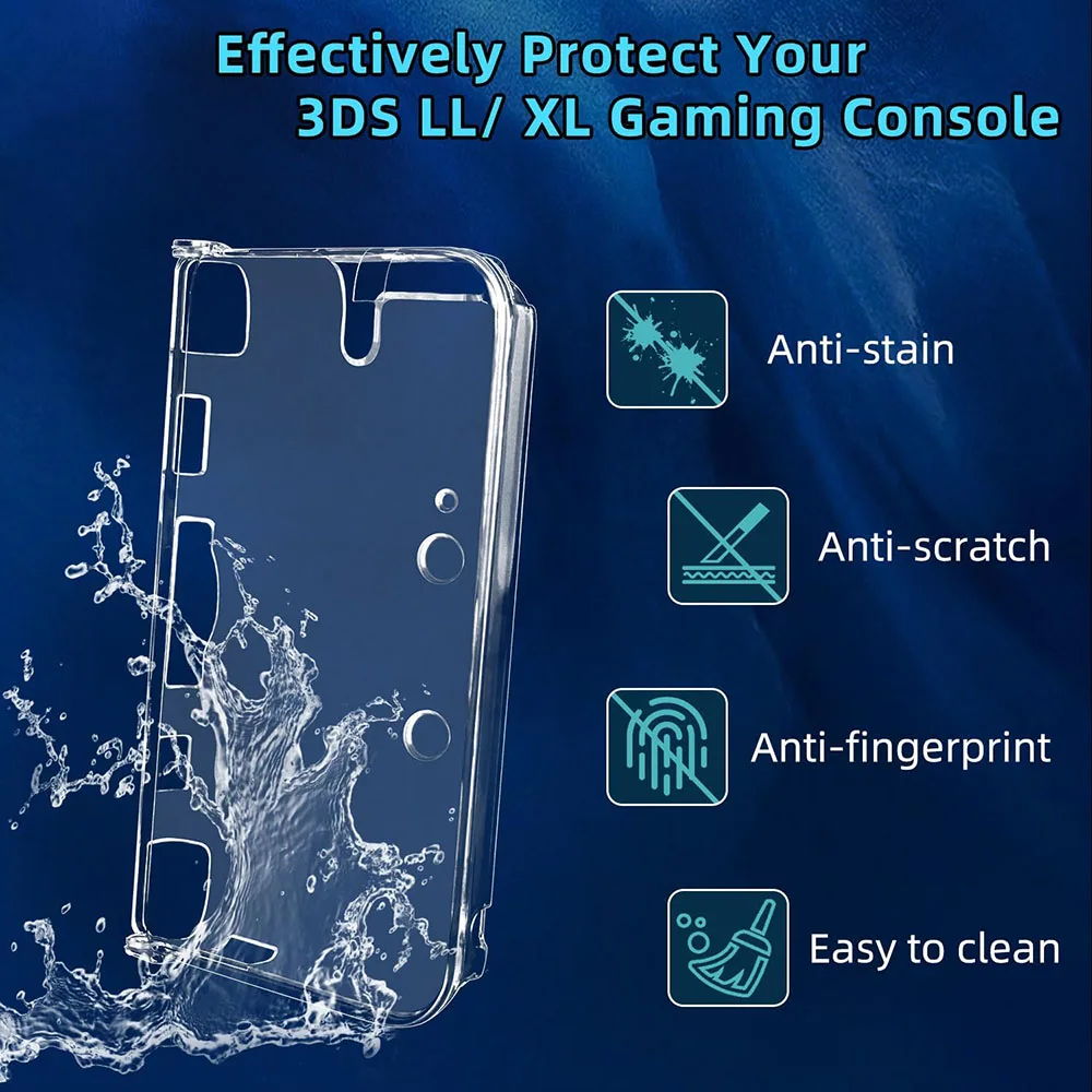Protective Clear Crystal Hard Guard Case Cover Skin Shell for 3DS XL/3DS LL Console W/ Stylus view 3
