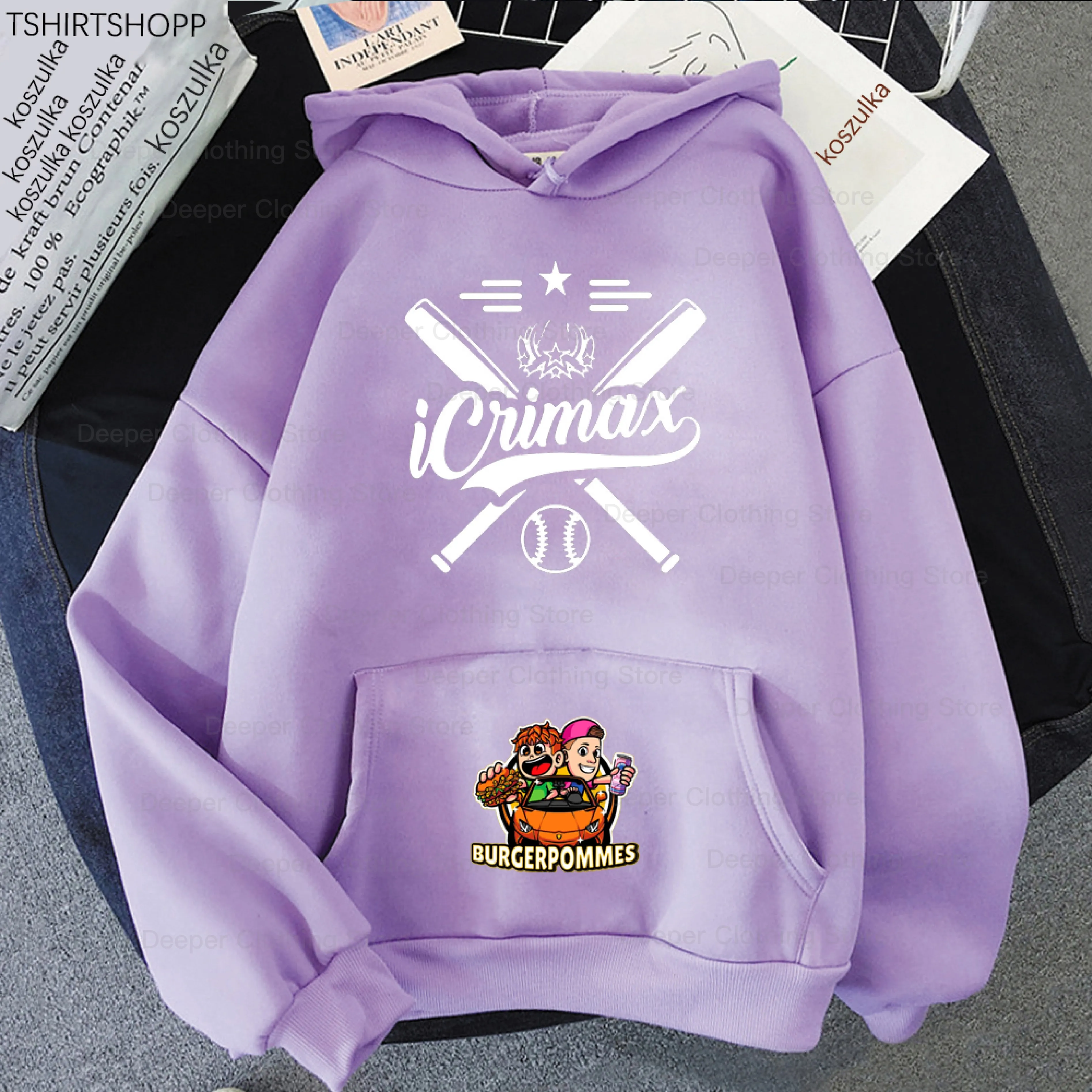 Hip Hop Burgerpommes Icrimax Hoodie Harajuku Sweatshirts Clothes Boy girl kids Tops Kids Streetwear Clothes Personality Pullover