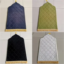 Soft Prayer Mat for Muslim Ramadan Non-slip Flannel Worship Paded Carpet Portable Embossed Floor Carpets Home Prayer Travel Rug