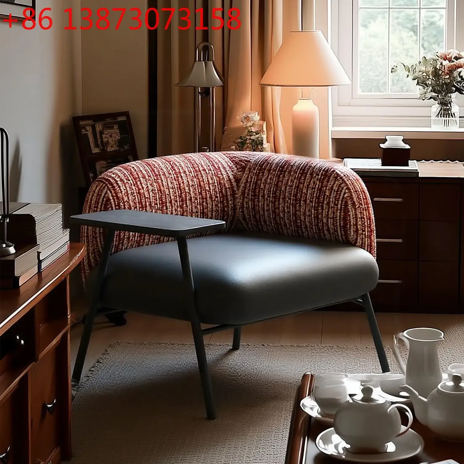 

Antique single casual sofa chair home living room retro bedroom lazy designer study balcony leisure chair