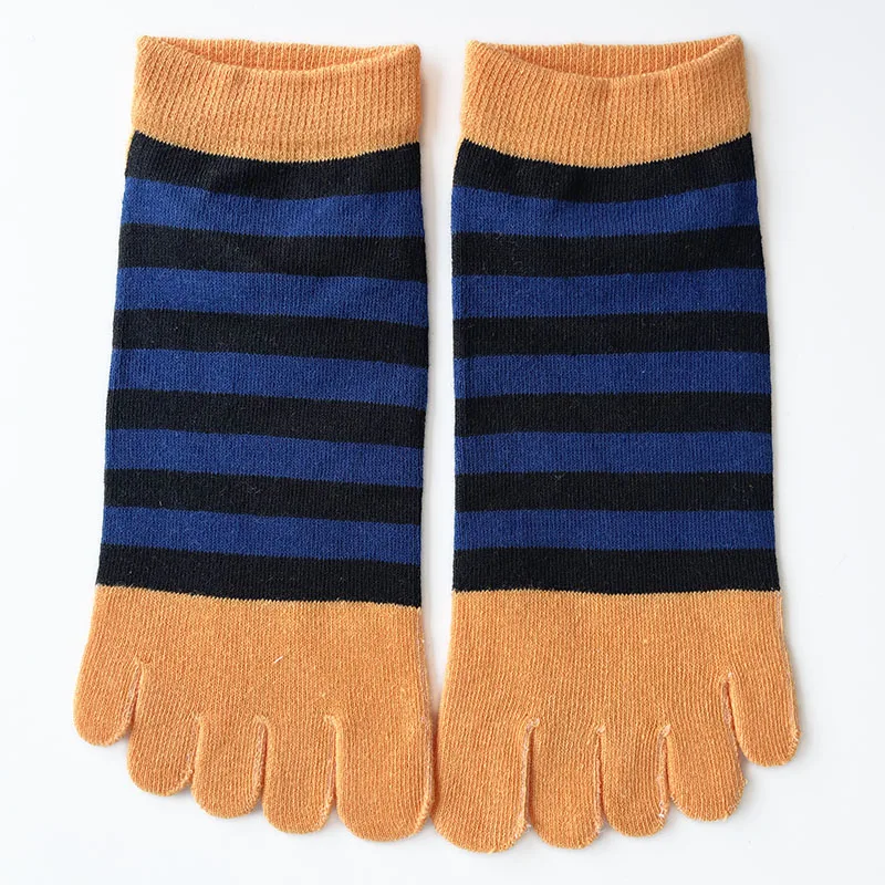 جوارب أصابع كاحل للرجال ، قطن خالص ، مخطط ، لون مشرق ، مضاد للبكتيريا ، قارب جيد التهوية ، خمسة أصابع ، صبي 4 مواسم ، أزواج