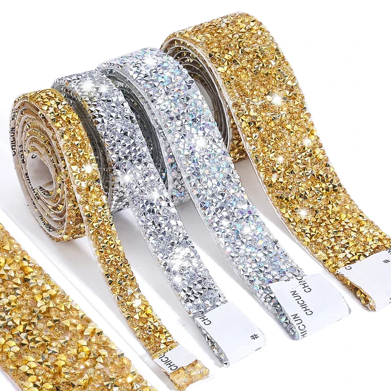 10mm-30mm fitas de strass auto-adesivo guarnição presente artesanal strass adesivos aplicador fita com apliques de strass