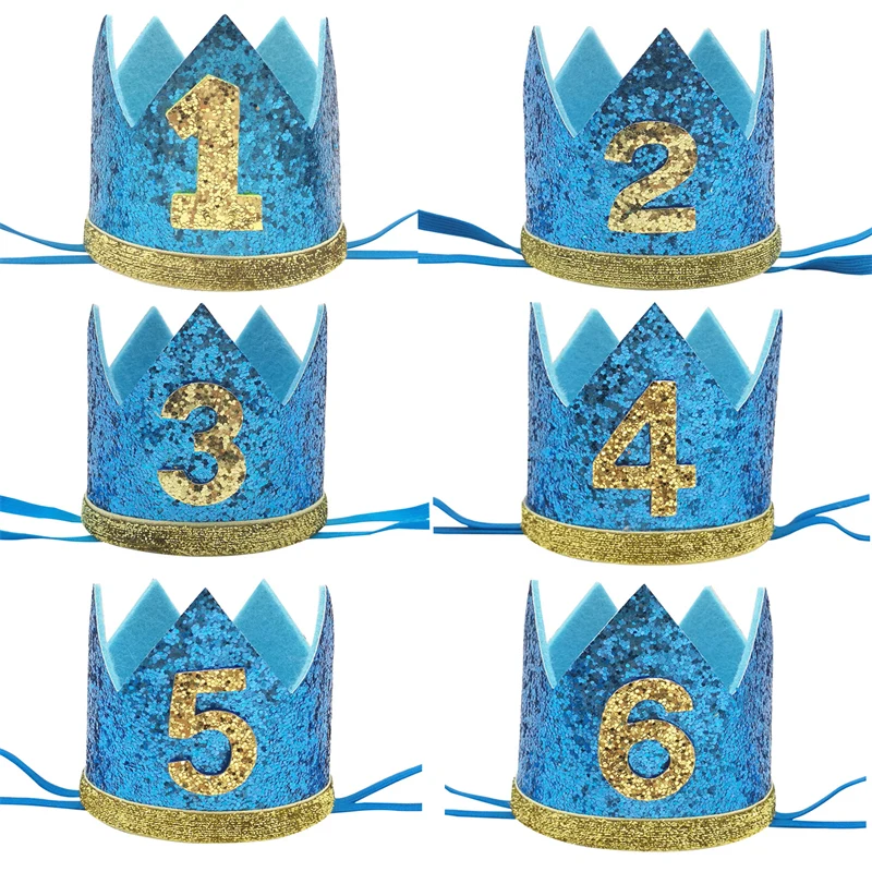 1 Unidade Tiara Azul de Aniversário Infantil com Números 1 2 3 4 5 6, Coroa de Cabelo para Crianças, Chapéu de Menino para Chá de Bebê, Adereço para Fotos, Decoração de Festa