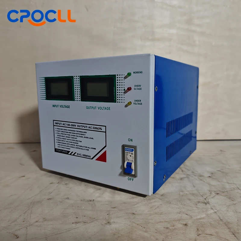 Inteligentny stabilizator napięcia jednofazowego AC 240V SVC-5000KA, wysoka precyzja, 50kVA, 98% wydajności, elektroniczny stabilizator napięcia.