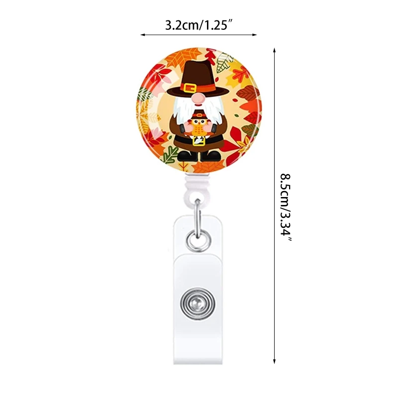 Porta credencial decorativo con clip, carrete retráctil para tarjeta de nombre de gnomos lindos