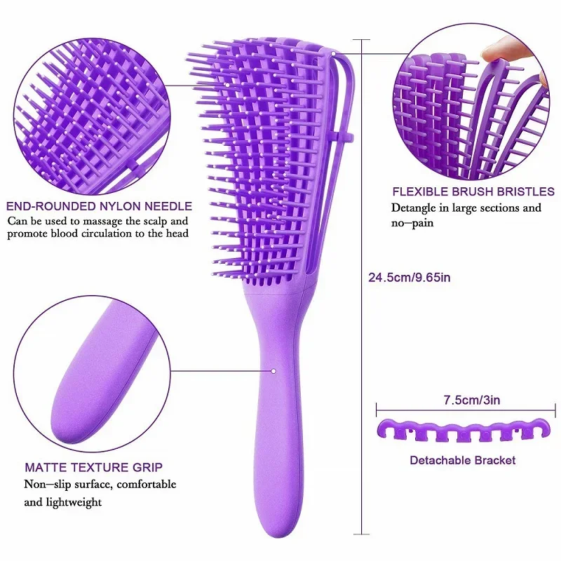 Detangling Brush 4c Hair Detangler Brush for Curly Hair Wet Thick Kinky Hair Adjust Scalp Massage Detangle Hairbrush