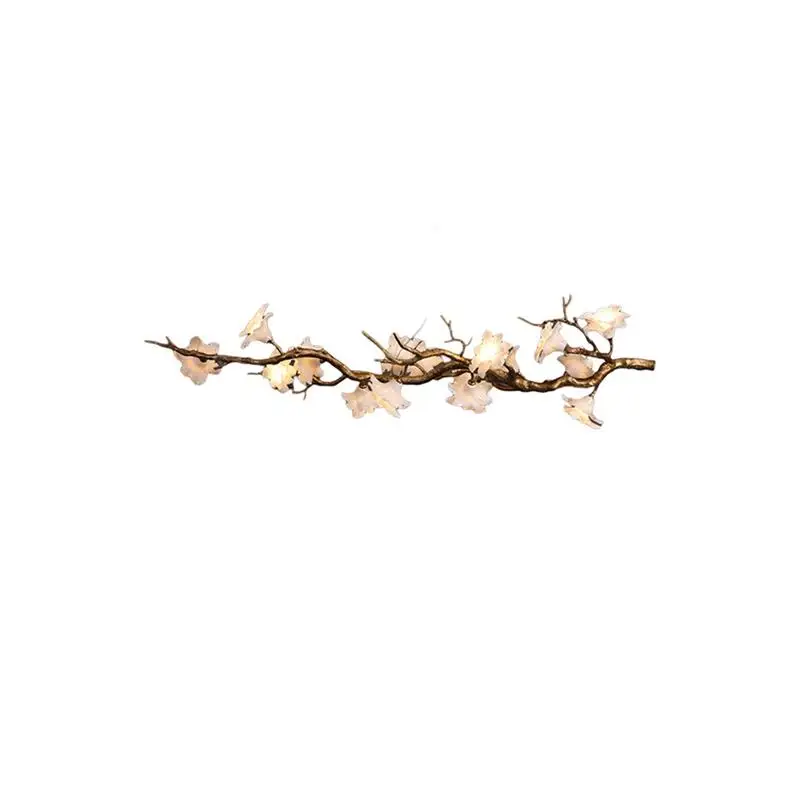 

New Chinese light luxury dining room all copper chandelier villa duplex floor living room zen flower tea room light bedroom