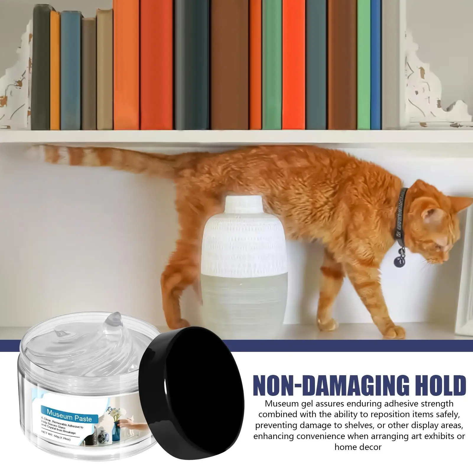 Museum Putty 50g Pasta Lepas Pakai Putty Pemasangan Transparan yang Dapat Digunakan Kembali untuk Mencegah Getaran pada Pameran Koleksi Keramik Balon
