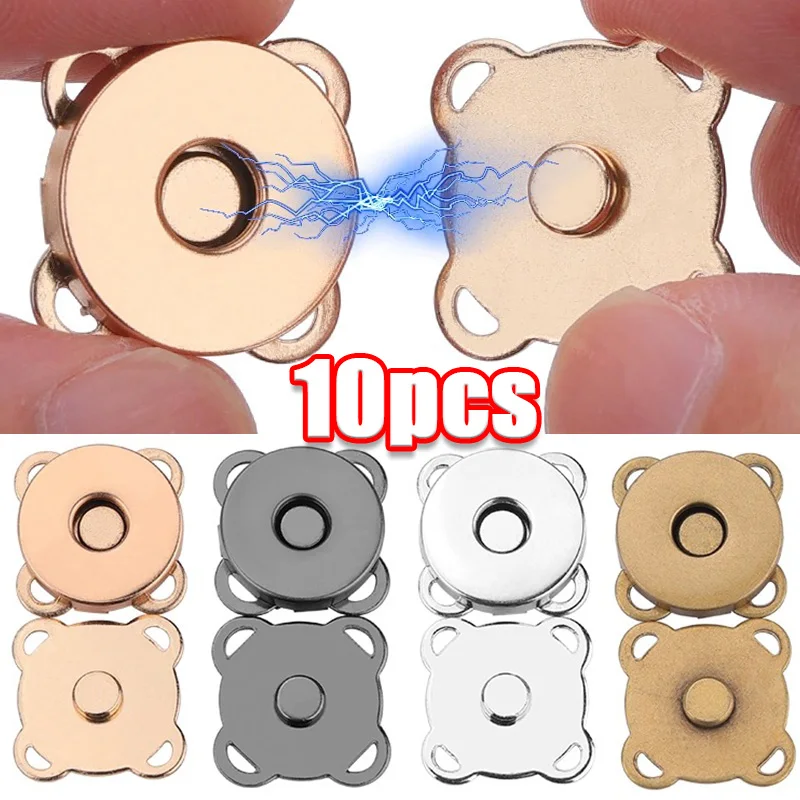 1/10Sets Magnetic Snap Button Metal Invisible Sew on Button Lock Clasps Fasteners for Purse Bags Clothes Craft DIY Accessories