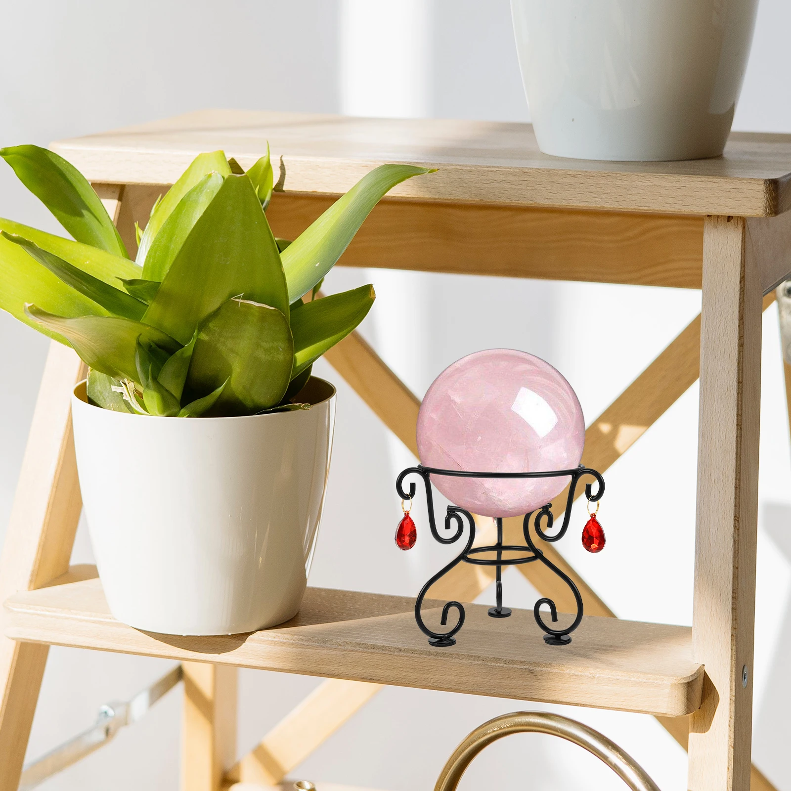 

Gazing Ball St Pedestal Base for Outdoor Garden Sphere Holder Black Metal Display Bracket Lightweight Portable Decor