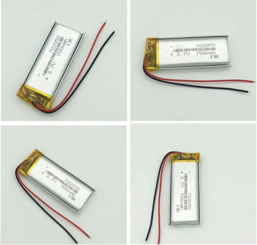 

4PCS 702050 700mah 3.7V Lithium Polymer Battery For Bluetooth Headset Recording Pen LED Light Rechargeable Li-polymer Batteries