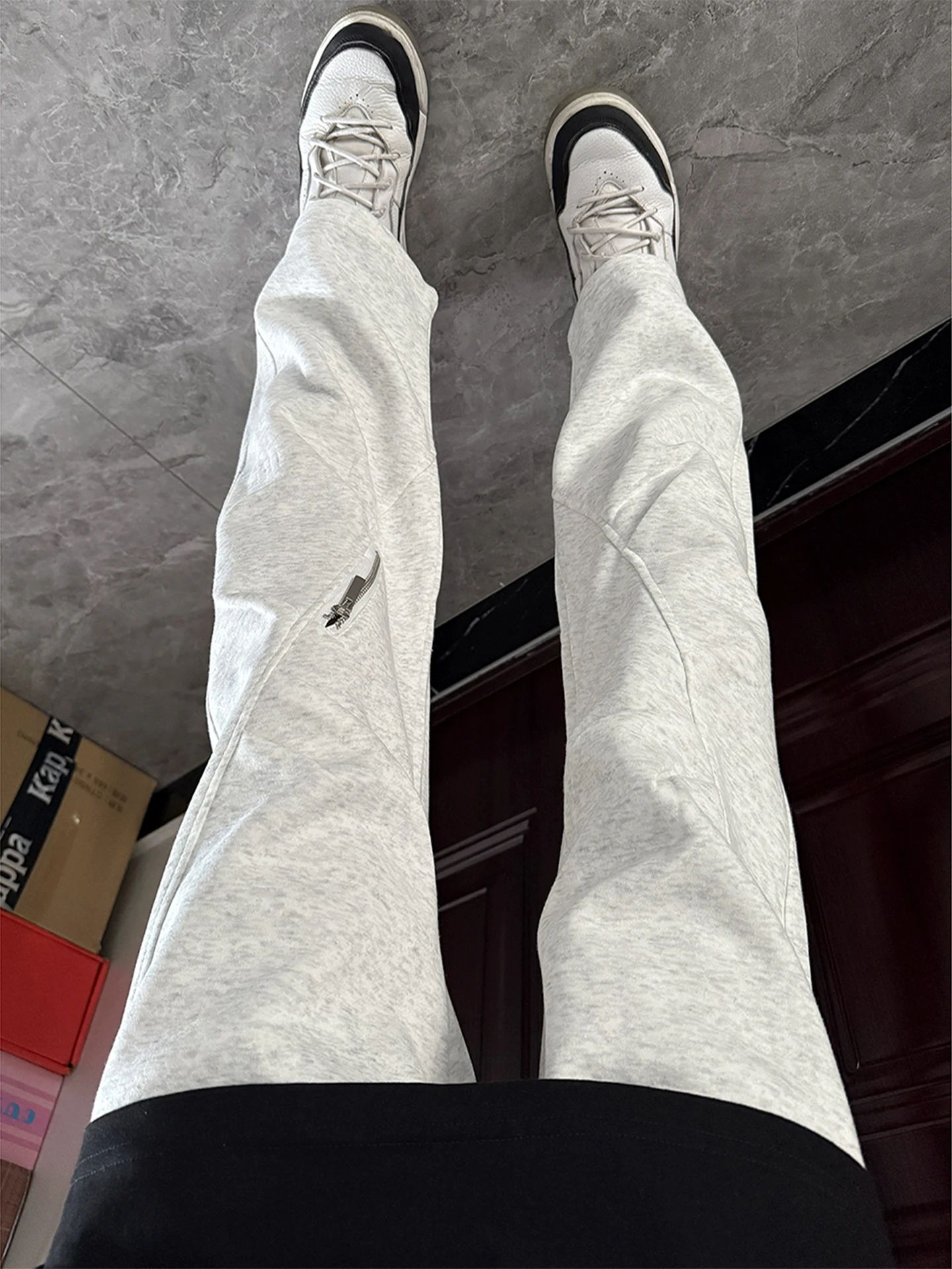 

Мужские спортивные брюки-джоггеры из плотного хлопка с молниями, осенние, повседневные, расклешенные, прямого кроя, молодежный тренд, 100% хлопок