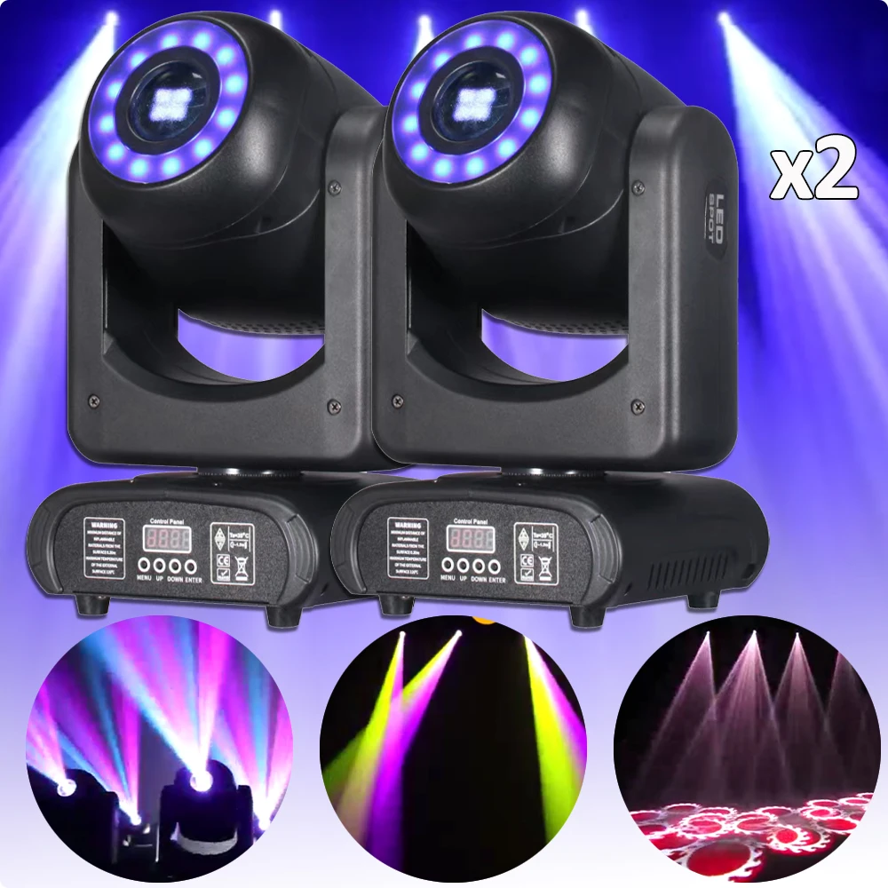 2Pcs/Lot Mini 200W LED Moving Head Beam&Spot 5 Rotating Prisms Halftone and Rainbow Effect Wheel DJ Party Stage Lghts