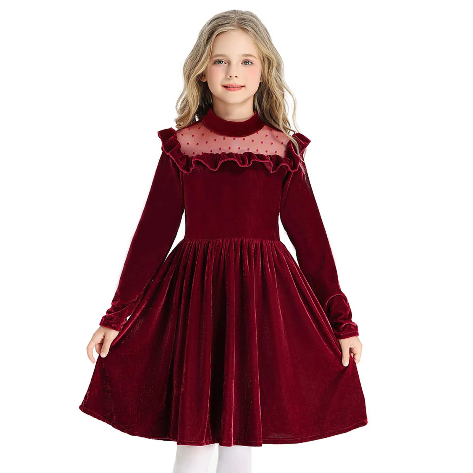 girls winter dresses Arshiner Dress Sweater Fall Long Sleeve Outfits Brown Size 6 4 Years (110cm) 60 23.62 56 22.05 60 23.62 4 Kids Pink Velvet Ruffle Fancy