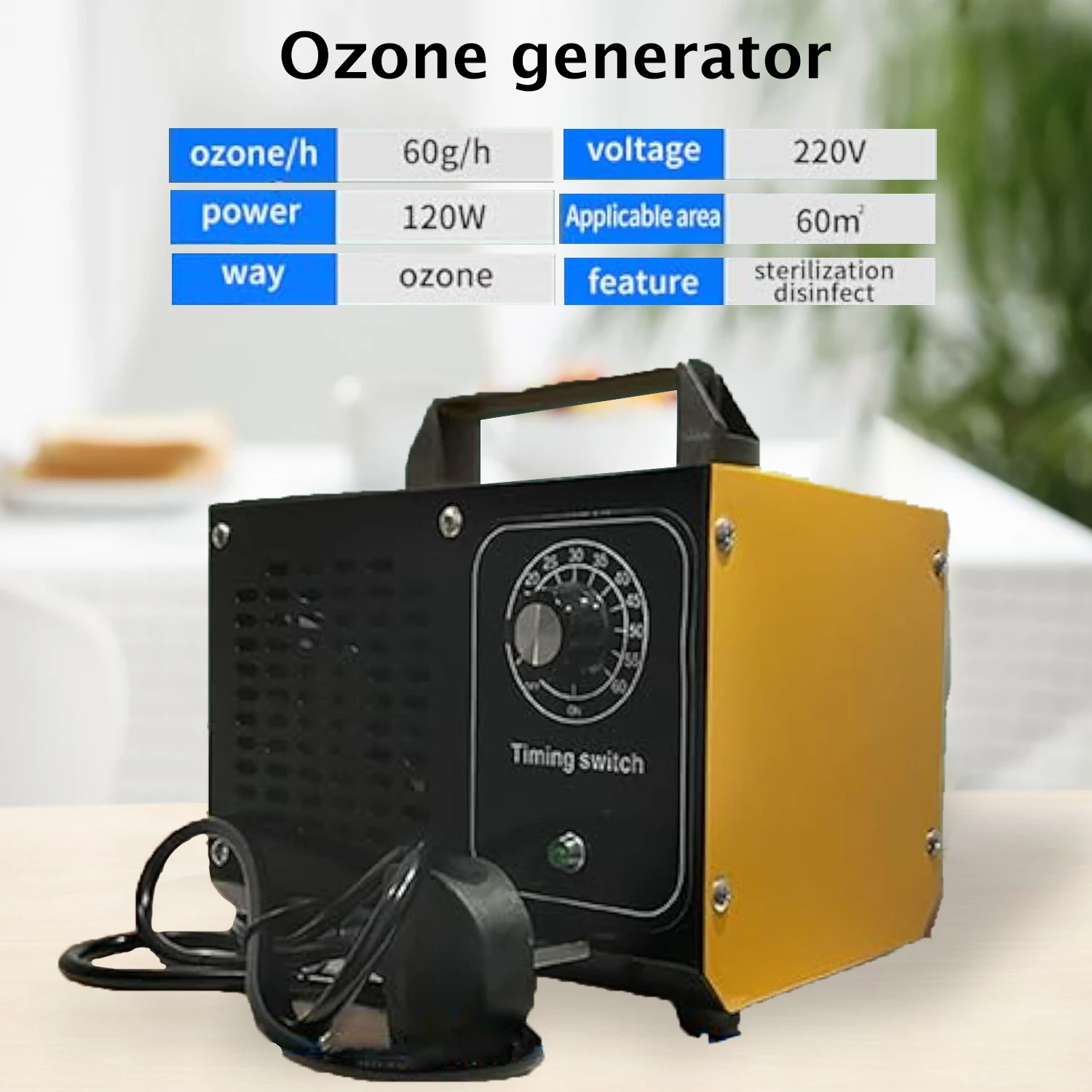 60G Ozone Generator Commercial Ozone Generator Ozone Machine 60000mg/h Odor Remover Purifier Cleaning Formaldehy Air Cleaner