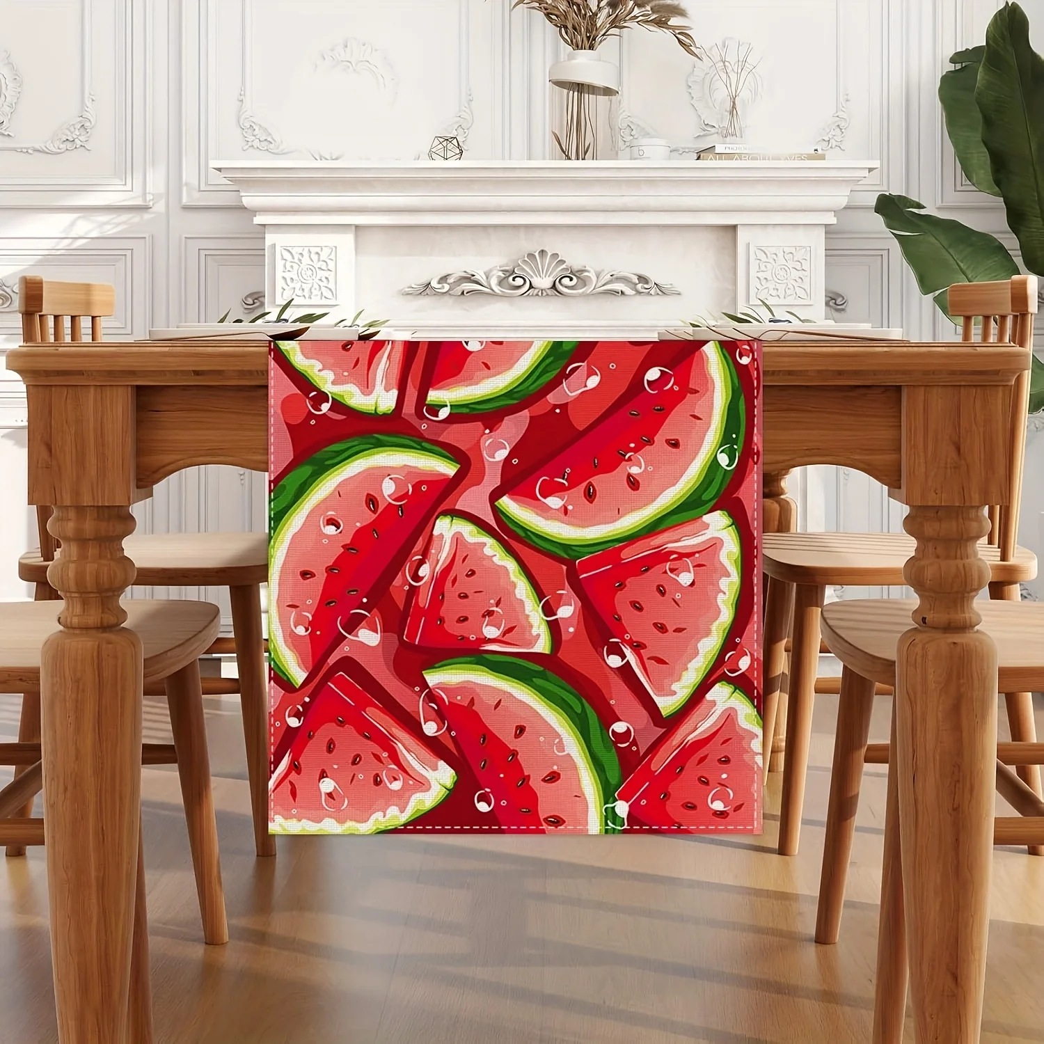 1 Piece Watercolor Watermelon Table Runner, Suitable for Farmhouse, Indoor, Kitchen, Celebrations, Table Decoration, Restaurant and Banquet Decoration Supplies