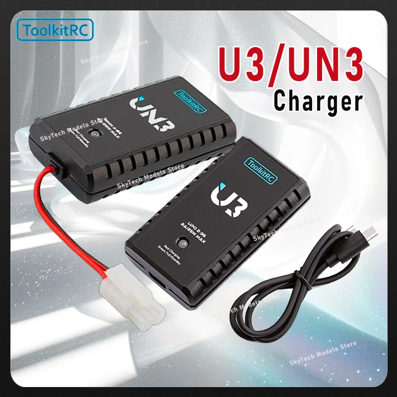 

ToolkitRC U3 2-3S LiPo UN3 4-8S USB-C NiMh Battery Charger 2A 25W Balance Port Direct Charge for RC Model FPV Drone Car Airplane