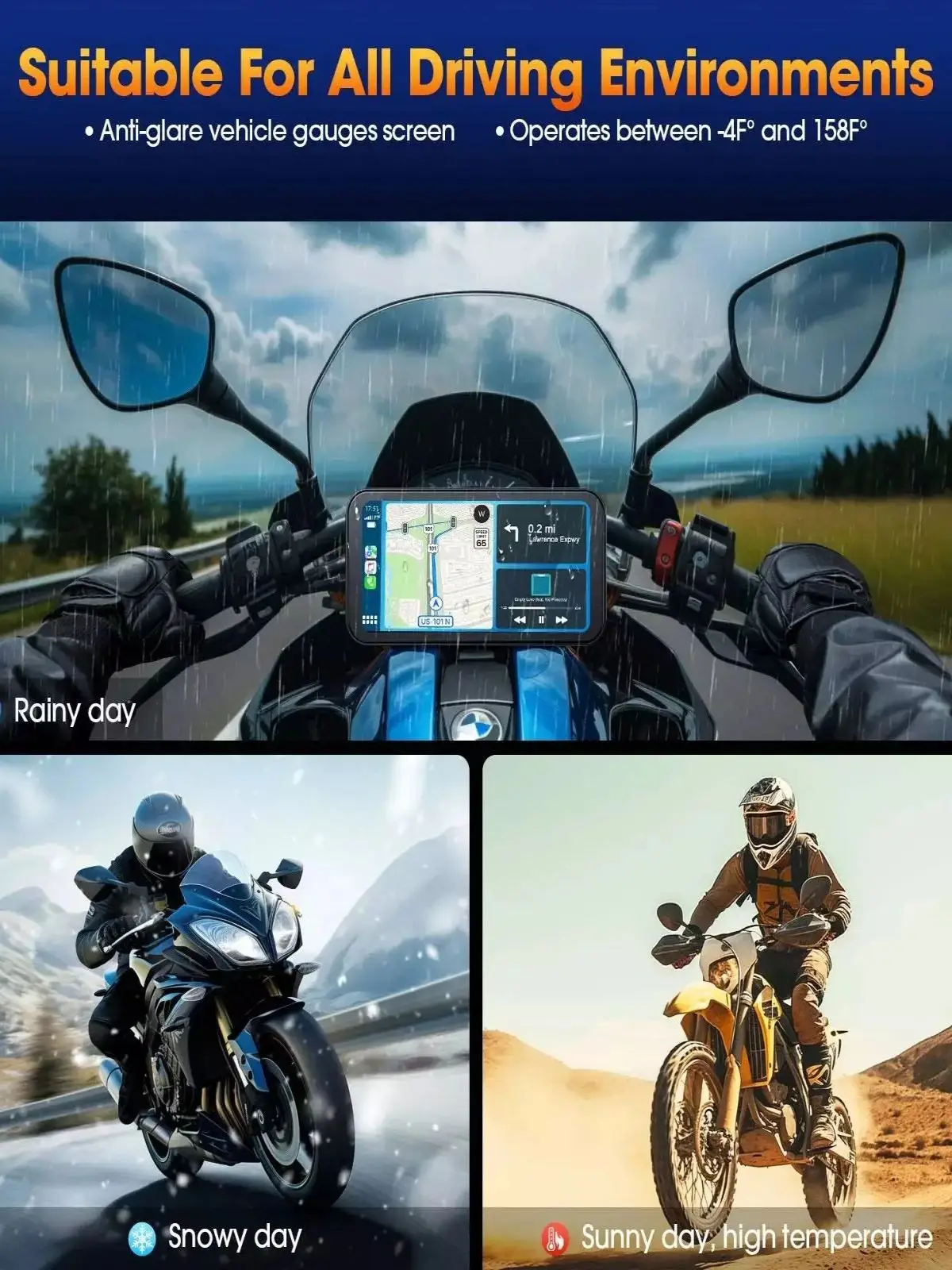 Spedal L300-6.25 Cal przenośny motocykl bezprzewodowy Apple Carplay/Android Auto nawigator GPS ekran dotykowy — 2