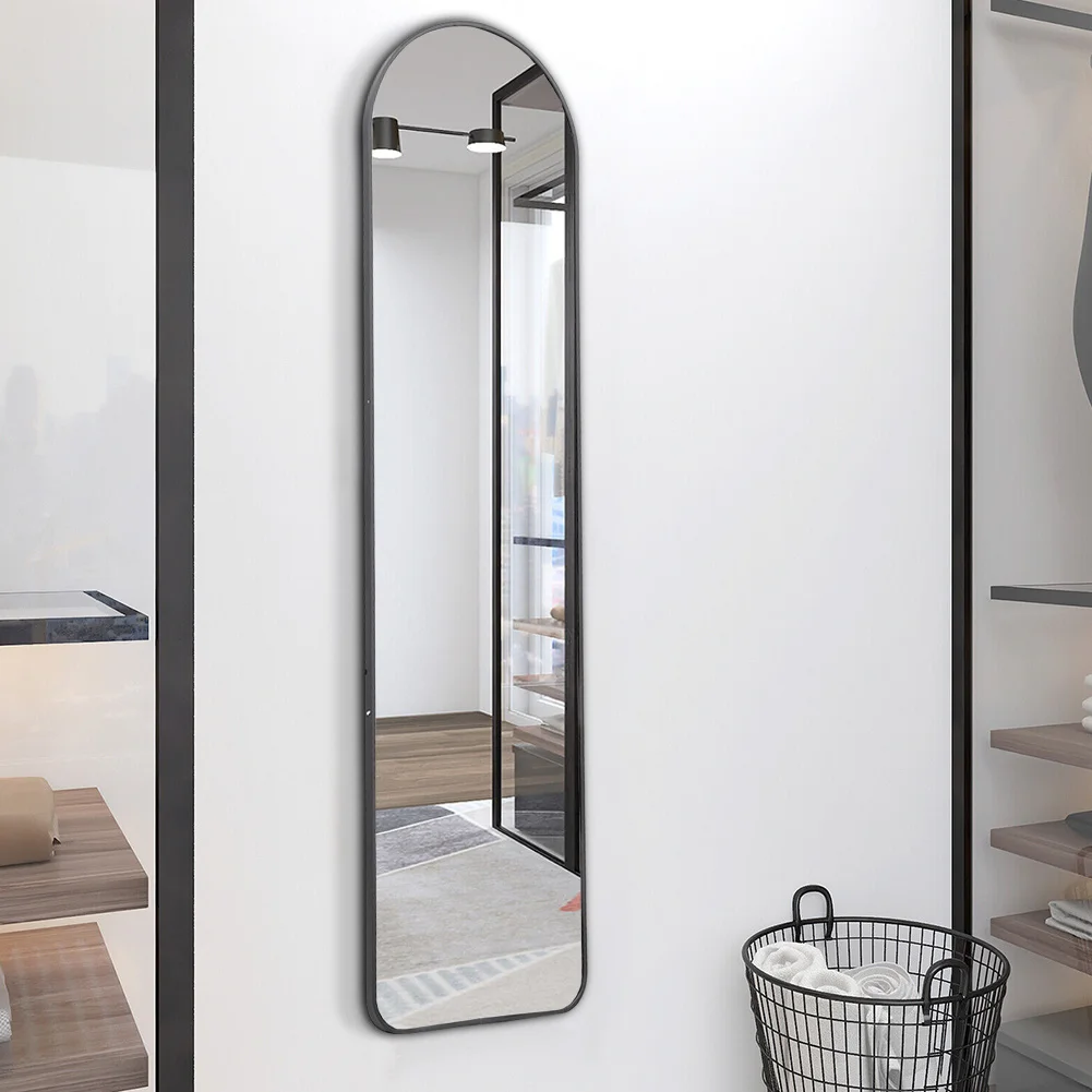 Black 160cm Modern Arched Wall Freestanding Floor Mirror