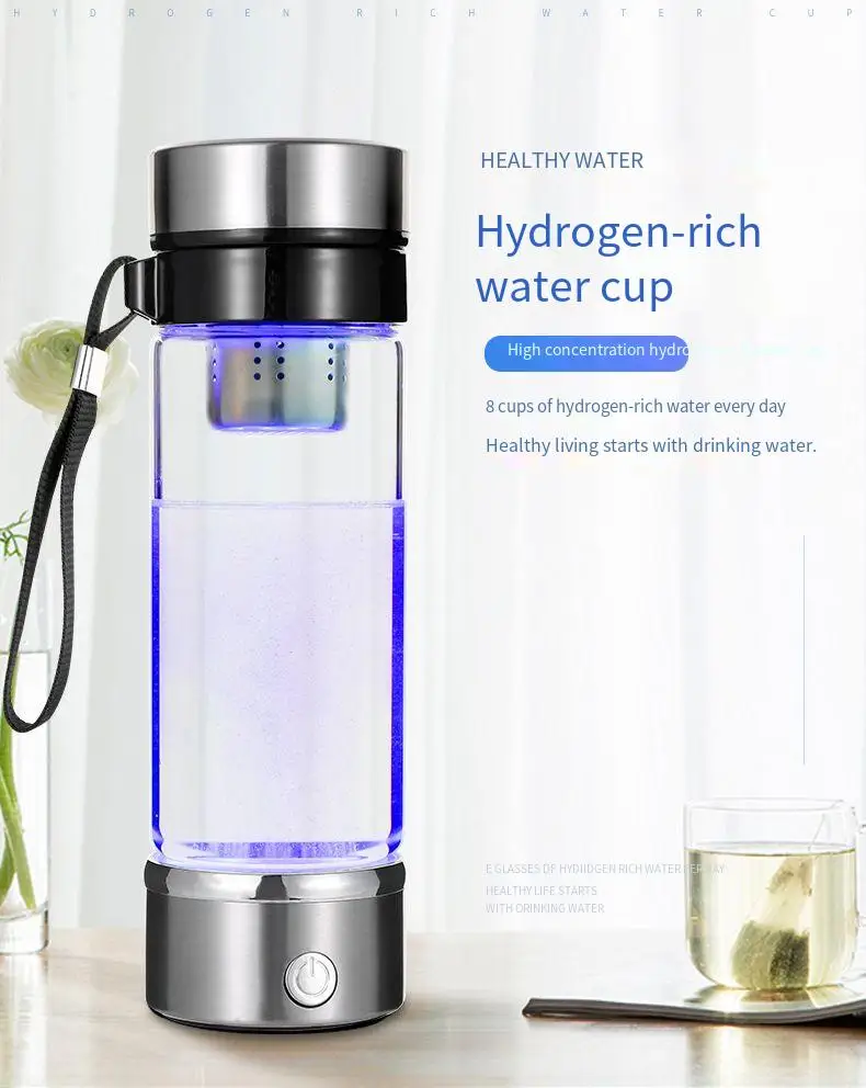 400ML Hydrogen Rich Generator Water Filter Portable Cup Ionizer Hydrogen alkaline Bottle Electrolysis Drink Hydrogen