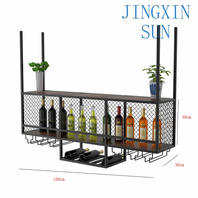 Bar counter wine rack hanging wine cabinet goblet upside down rack wrought iron restaurant cup holder
