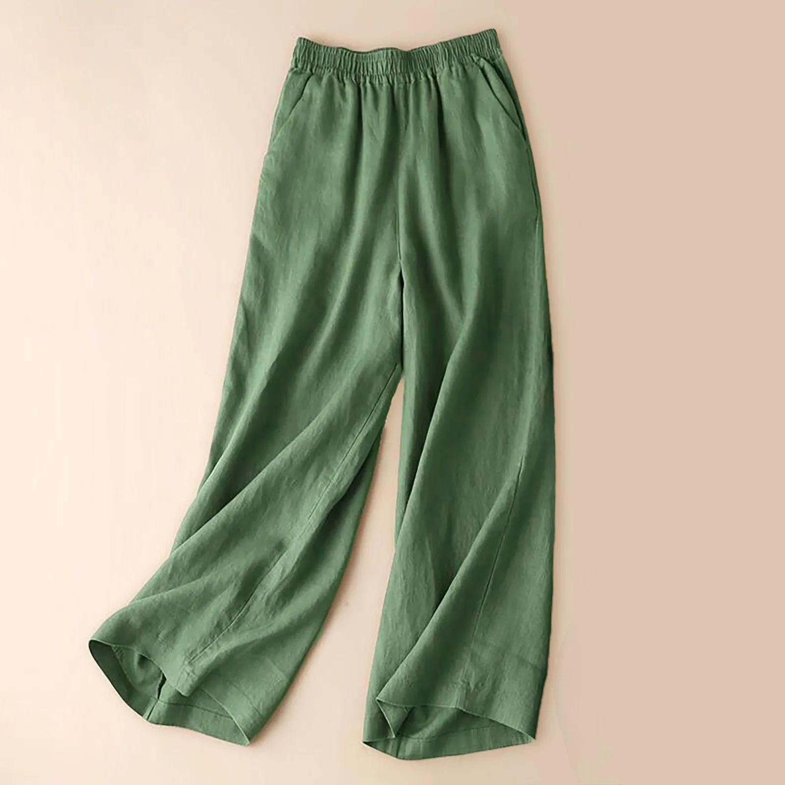 Women Cotton Linen Casual Pants High Waist Straight Baggy Wide Leg Trousers Spring Summer Loose Beach Holiday All-Match Pant