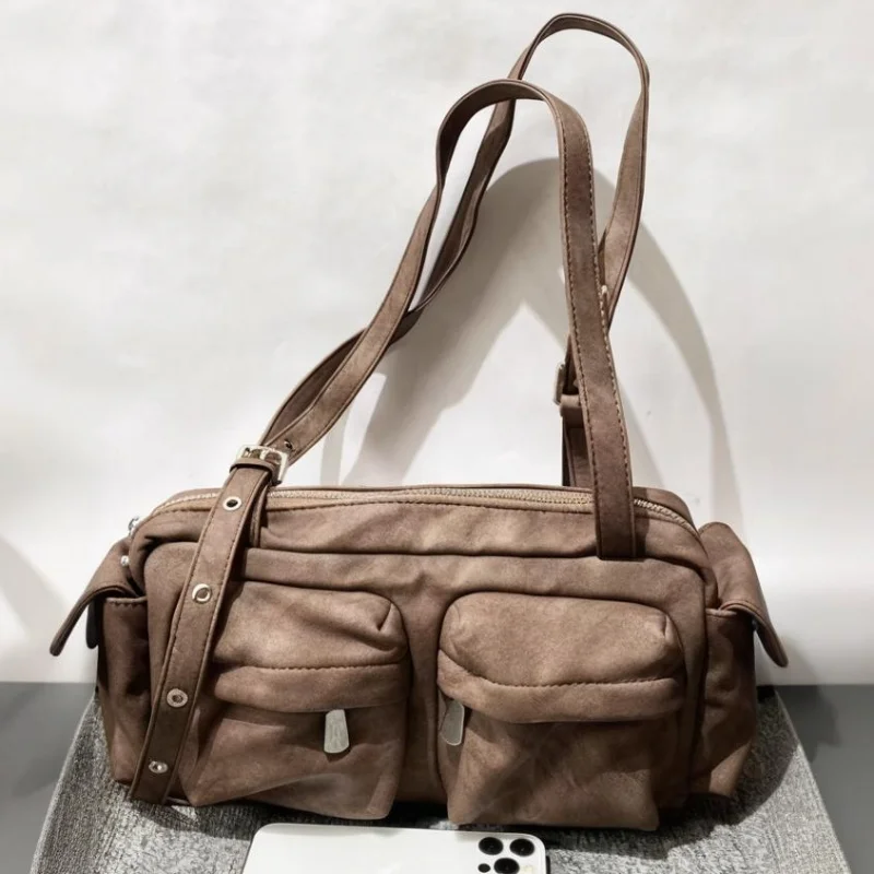 

Роскошная сумка в стиле ретро с несколькими карманами для подмышек, уникальный дизайн, женская сумка на плечо большой вместимости на молнии, повседневная универсальная сумка через плечо