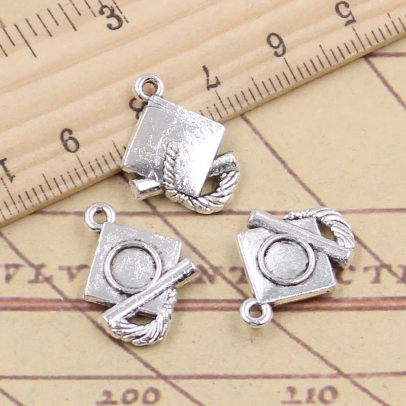 20pcs Charms Graduation Hat Bachelor Cap 20x14mm Tibetan Silver Color Jewelry Antique Pendants DIY Craft Handmade Making