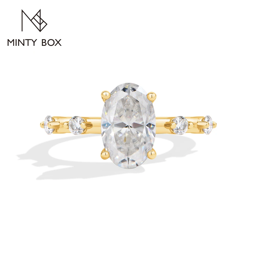 MintyBox Classic Oval Cut 3CT Moissanite Ring for Women 925 Sterling Silver Elegant Engagement Wedding Jewelry Pass Diamond Test