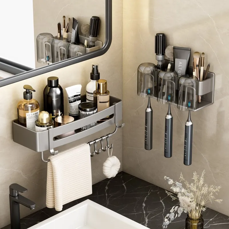 Toothbrush Holder Bathroom Organizer Aluminum Alloy Toothbrush Stand Bathroom Accessories