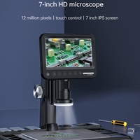 1600X HD Digital Microscope 12MP 7 Inch IPS Screen LED Magnifier Maintenance Workbench Repair Tools Connect PC Romote Control