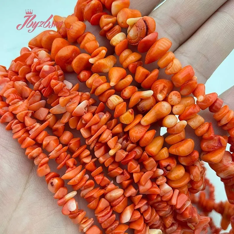 Orange Coral Chips Irregular Stone Loose Beads for DIY Accessories Craft Necklace Bracelet Charms Jewelry Making 15inch/32inch