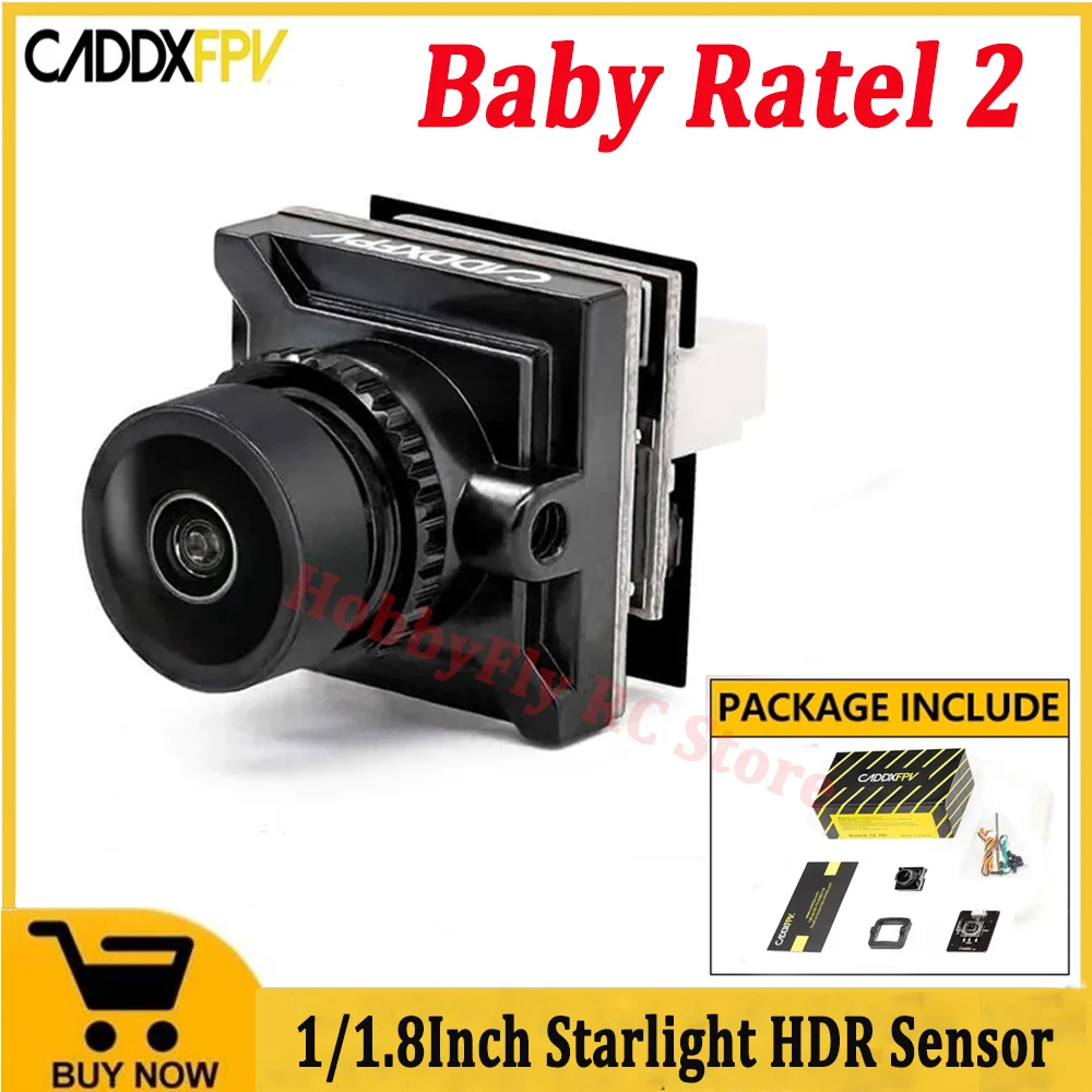 Caddx Baby Ratel 2 FPV Analog Camera with 1/1.8Inch Starlight HDR Sensor 165° FOV 1200TVL Low Latency Day and Night for RC Drone - image 1 of 6