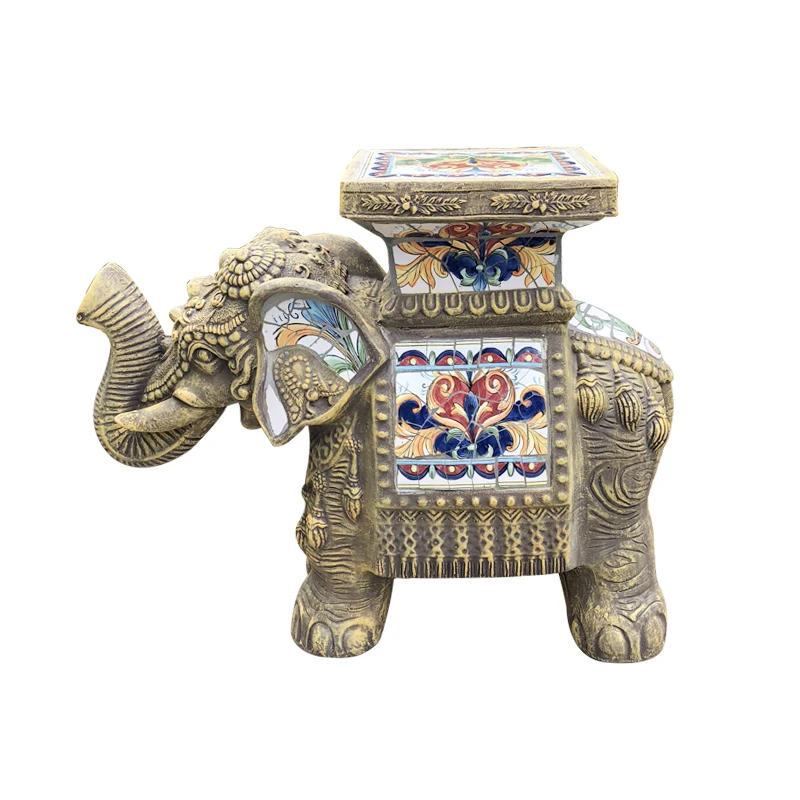 Porcelain Mosaic Garden Garden Entry Elephant Town House Ornament Garden Landscape Animal Ornament