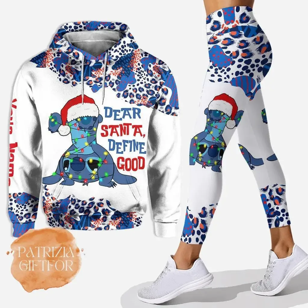 Stitch Christmas 3D Hoodie Leggings Suit Personalized Stitch Hoodie Disney Stitch Hoodie Legging For Women Customized Name