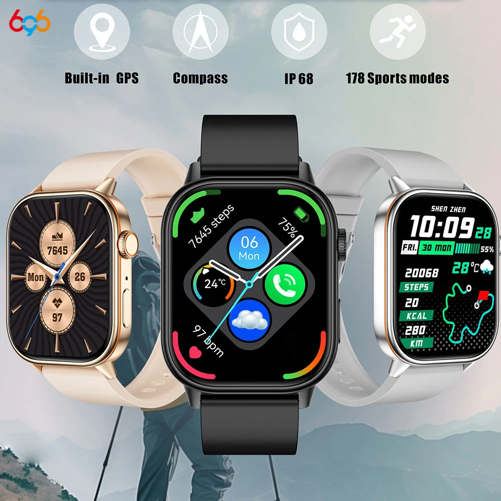 

Часы с синим зубом, GPS-компас, спортивные умные часы для фитнеса, водонепроницаемые, пульсометр, здоровье, голосовой помощник, музыкальные умные часы