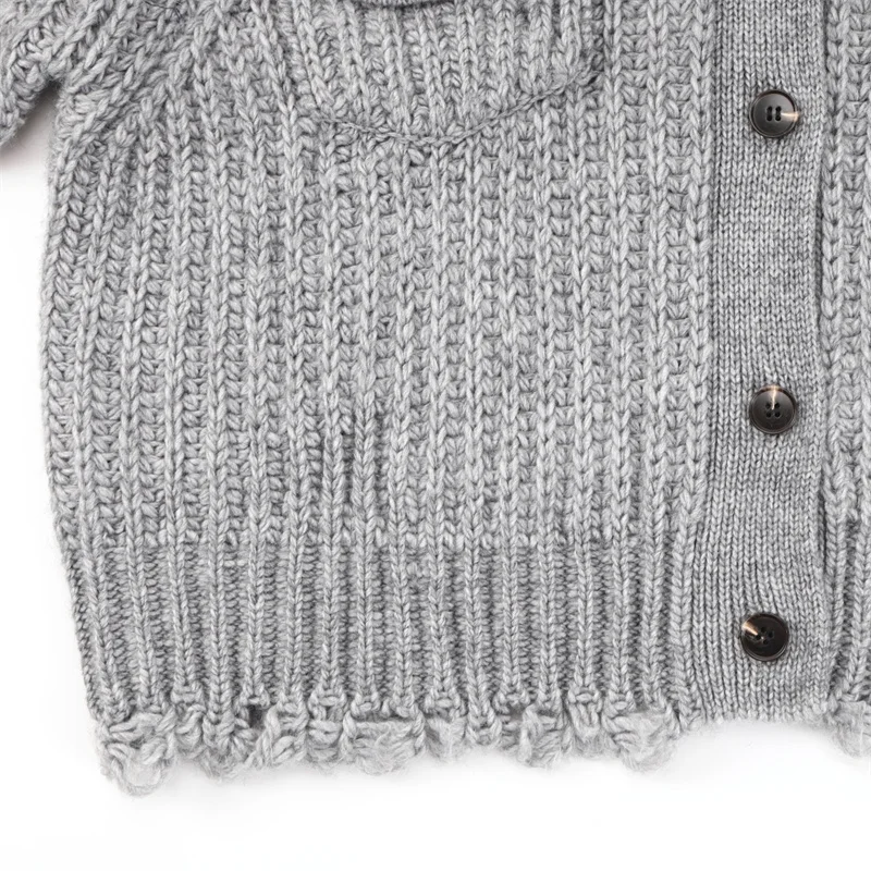 Cárdigan para mujer, nuevo top de manga larga con cuello de piel desmontable para invierno, mezcla de lana 2025, suéter para mujer, abrigo de una sola botonadura