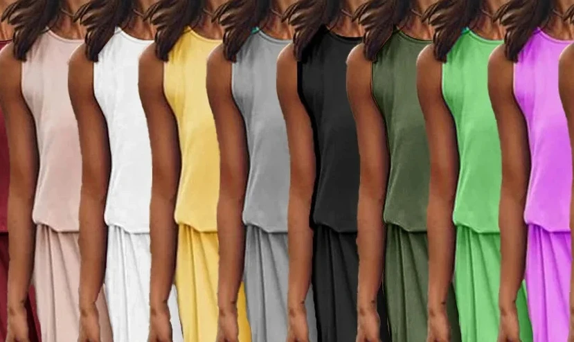 Dames Lente Zomer Effen Kleur Mouwloos O-hals Schede Casual Mode Volants Rand Comfortabele Normale Standaard Fit Jurk