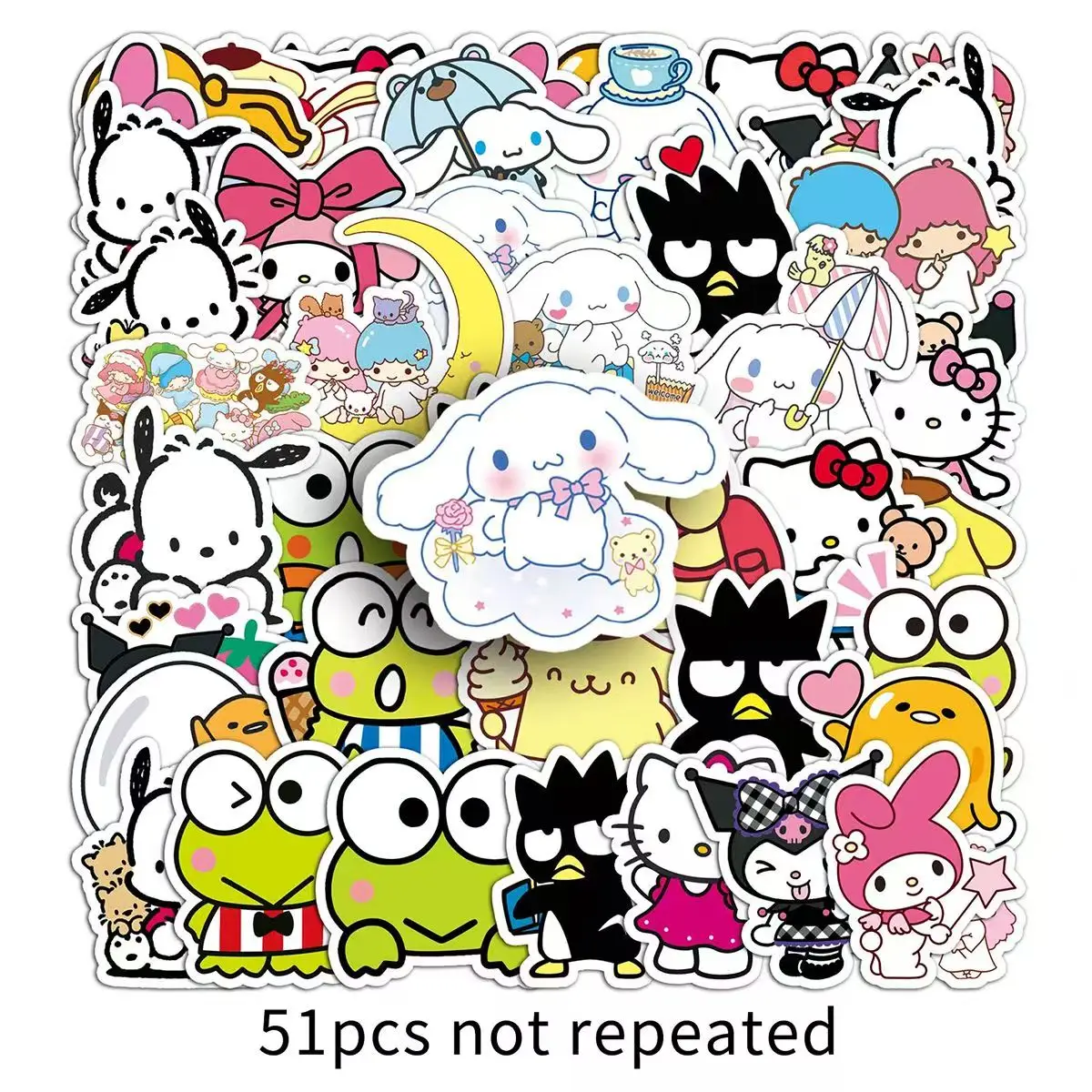 

50pcs Sanrio Stickers Cute Kuromi My Melody Sticker For Laptop Girls Hello Kitty Cinnamoroll Anime Stickers Kids Toys