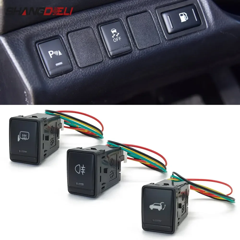 Luz LED DRL de encendido y apagado para coche, pulsador de encendido y apagado de 1 piezas para espejo de asiento, interruptor de calefacción para Nissan Tiida Sylphy Qashqai X-TRAIL