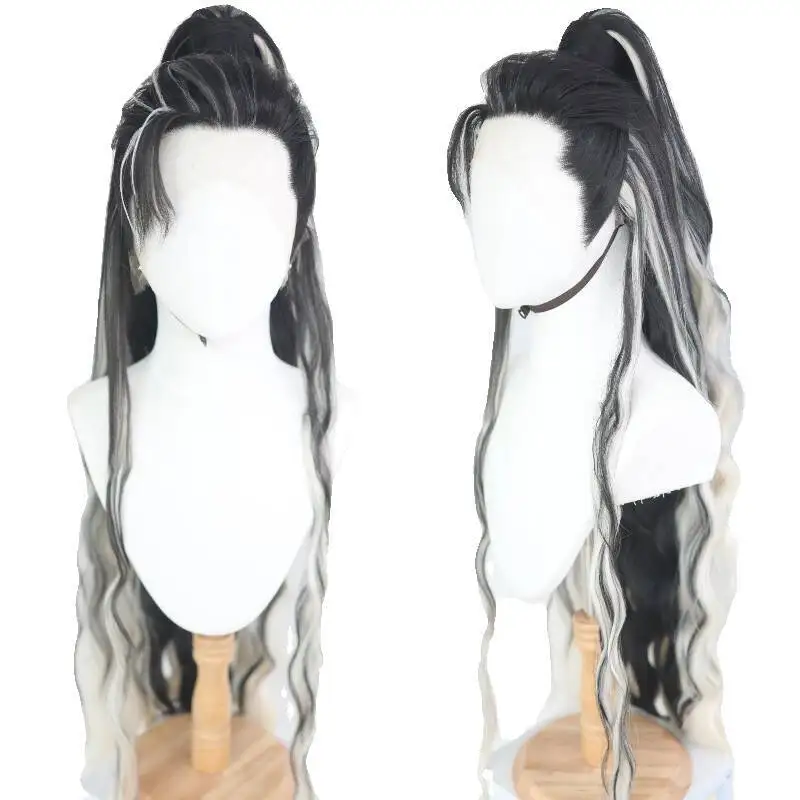 التنين المائي شانت لوه Yunxi كوس العصور القديمة Hanfu رمادي أبيض التدرج عالية الوضوح غطاء شعر مستعار الغزل تأثيري #2