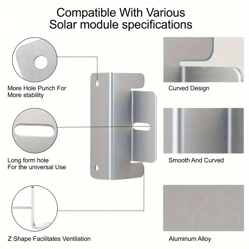 Installazione di 4 pannelli solari con staffe per camper in lega di alluminio a forma di Z per supporto per pannelli solari off-grid per barche da tetto per camper