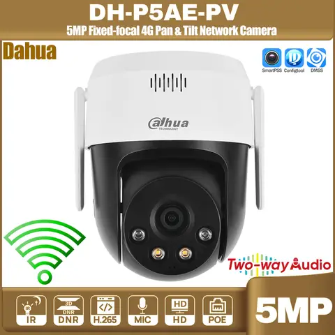 Dahua DH-P5AE-PV 5MP WIFI IR30M & 24 uur Full-color video ingebouwde MICROFOON & luidsprekerondersteuning Pan en Tilt IP-camera