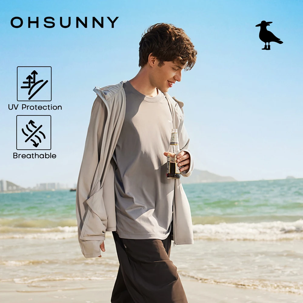 

OhSunny Skin Coats for Men UV Long Sleeve Zipper Hoodie,Full Face Protection UPF50+ Breathable Jacket Sun Protection Outwears