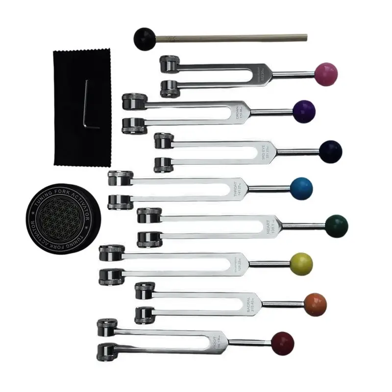 ABLB-Chakra Tuning Fork Set For Healing, Tuning Forks With Tuning Fork Activator For Healing,Sound Therapy,Keep Body