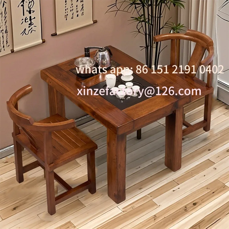 

Customizable small tea table and chair combination pure solid wood office